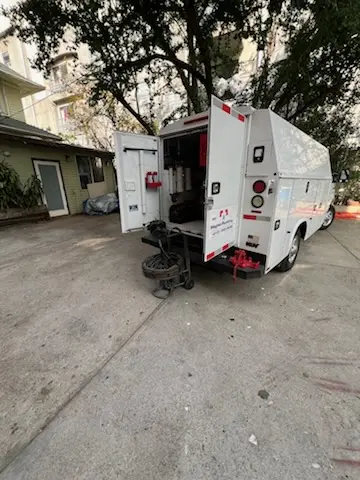 Magnet Plumbing service vehicle on-site for Water Heater Repair in Austin Village